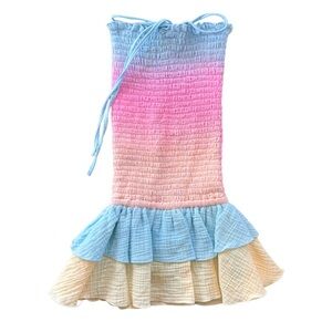Flowers by Zoe Ombre Pastel Smocked Halter Ruffle Dress  Girls Size 6 NWT